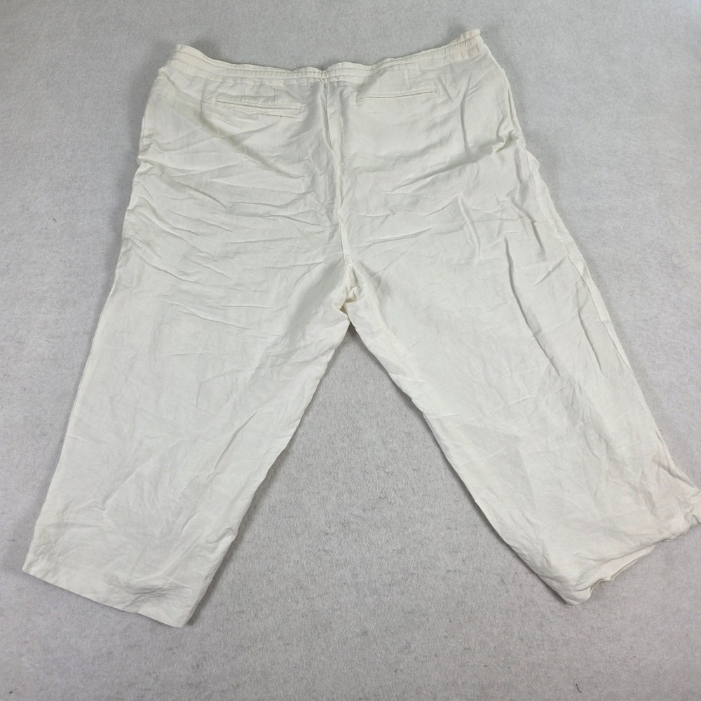 Lane Bryant Women 18 Crop Pants Ivory Excellent Linen Blend Drawstring Casual - Picture 5 of 10